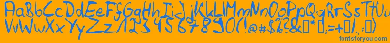 Felihrg-Schriftart – Blaue Schriften auf orangefarbenem Hintergrund