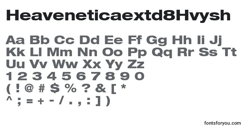 A fonte Heaveneticaextd8Hvysh – alfabeto, números, caracteres especiais