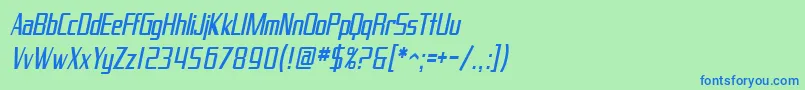 SfProverbialGothicCondensedOblique Font – Blue Fonts on Green Background