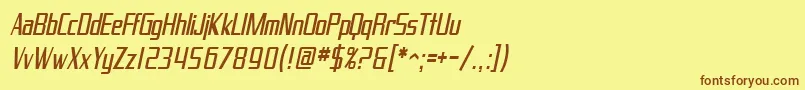 SfProverbialGothicCondensedOblique Font – Brown Fonts on Yellow Background