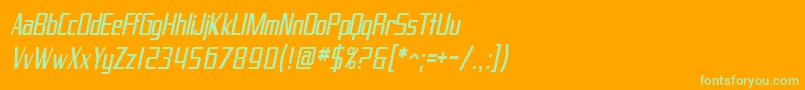 SfProverbialGothicCondensedOblique Font – Green Fonts on Orange Background