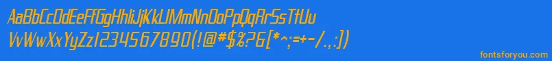 フォントSfProverbialGothicCondensedOblique – オレンジ色の文字が青い背景にあります。