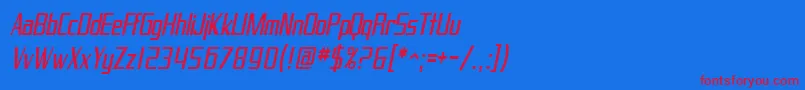 SfProverbialGothicCondensedOblique Font – Red Fonts on Blue Background