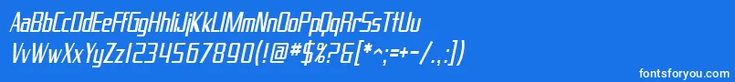 SfProverbialGothicCondensedOblique Font – White Fonts on Blue Background