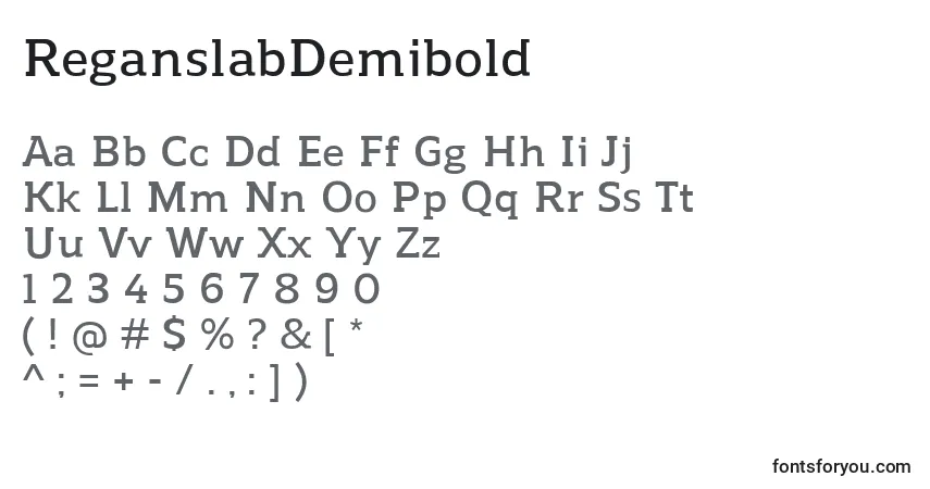 Шрифт ReganslabDemibold – алфавит, цифры, специальные символы