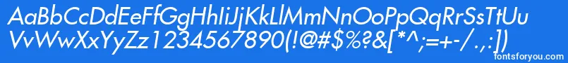 KudosSsiItalic-fontti – valkoiset fontit sinisellä taustalla