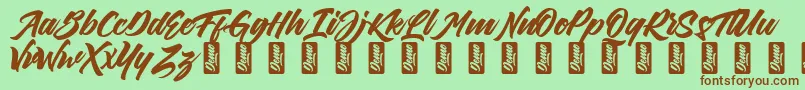 Шрифт ThirthyDemo – коричневые шрифты на зелёном фоне