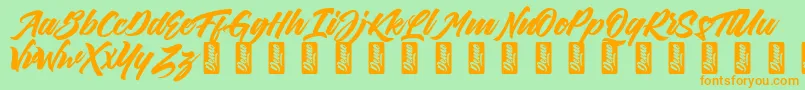 ThirthyDemo-Schriftart – Orangefarbene Schriften auf grünem Hintergrund