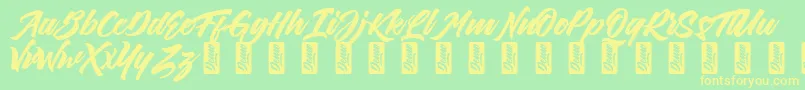 フォントThirthyDemo – 黄色の文字が緑の背景にあります