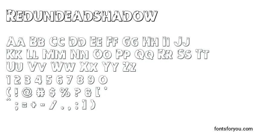 A fonte Redundeadshadow – alfabeto, números, caracteres especiais
