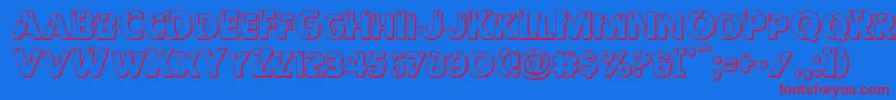 Redundeadshadow-Schriftart – Rote Schriften auf blauem Hintergrund