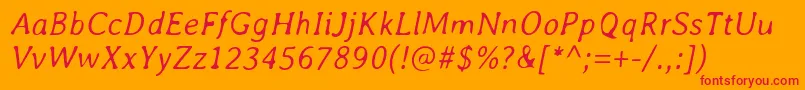 AveriaLightitalic Font – Red Fonts on Orange Background