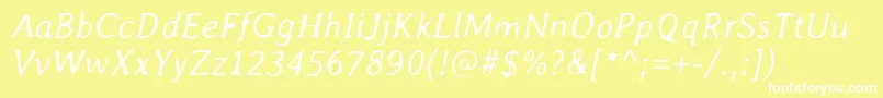 Fonte AveriaLightitalic – fontes brancas em um fundo amarelo