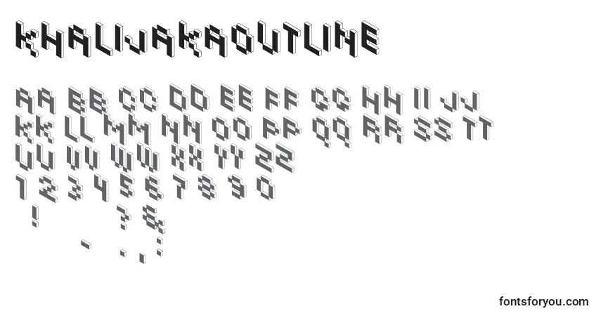 Czcionka KhalijakaOutline – alfabet, cyfry, specjalne znaki