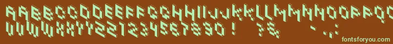 フォントKhalijakaOutline – 緑色の文字が茶色の背景にあります。
