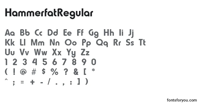 A fonte HammerfatRegular – alfabeto, números, caracteres especiais