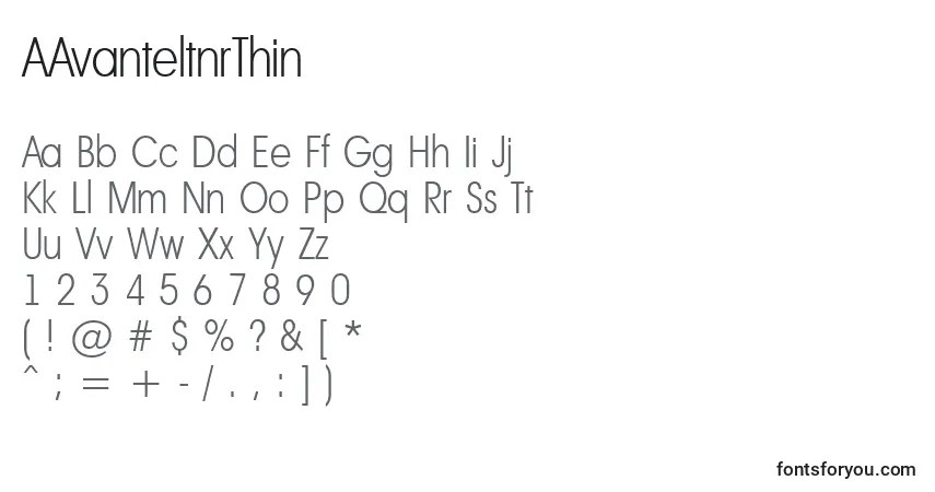 Schriftart AAvanteltnrThin – Alphabet, Zahlen, spezielle Symbole