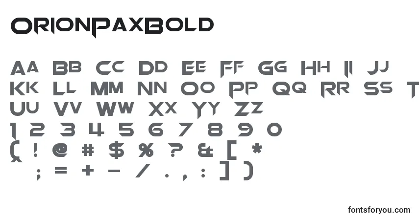 Czcionka OrionPaxBold – alfabet, cyfry, specjalne znaki