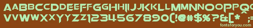 フォントOrionPaxBold – 緑色の文字が茶色の背景にあります。