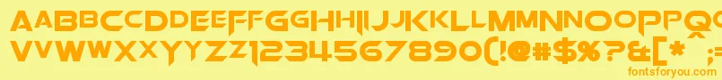 フォントOrionPaxBold – オレンジの文字が黄色の背景にあります。