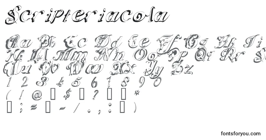 Шрифт Scripteriacola – алфавит, цифры, специальные символы
