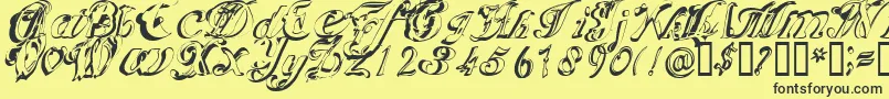 Scripteriacola Font – Black Fonts on Yellow Background