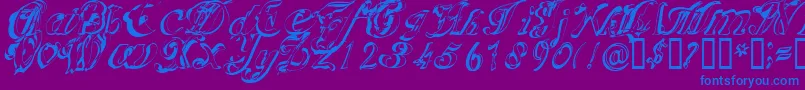 Scripteriacola-Schriftart – Blaue Schriften auf violettem Hintergrund