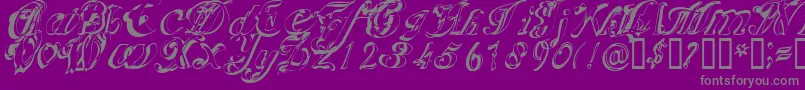 Fonte Scripteriacola – fontes cinzas em um fundo violeta