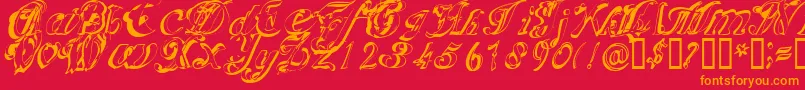 Scripteriacola Font – Orange Fonts on Red Background