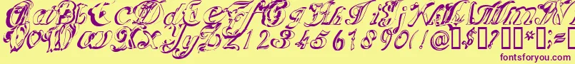 Scripteriacola Font – Purple Fonts on Yellow Background