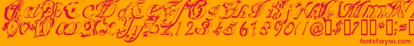 Scripteriacola Font – Red Fonts on Orange Background