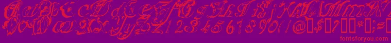 Scripteriacola-Schriftart – Rote Schriften auf violettem Hintergrund