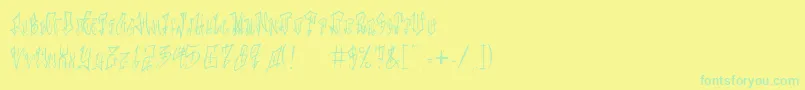 Czcionka LoveMyTattoo – zielone czcionki na żółtym tle