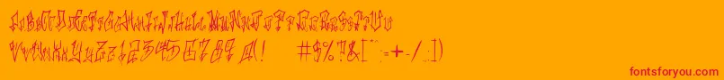 LoveMyTattoo-Schriftart – Rote Schriften auf orangefarbenem Hintergrund