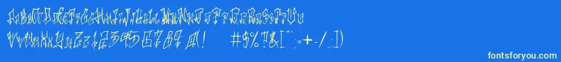 LoveMyTattoo Font – Yellow Fonts on Blue Background