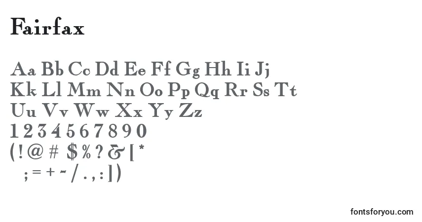 Шрифт Fairfax – алфавит, цифры, специальные символы