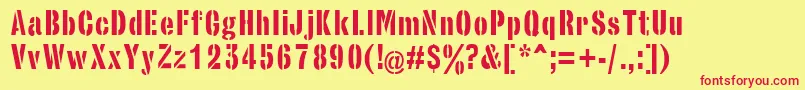 StencilsansRegular Font – Red Fonts on Yellow Background