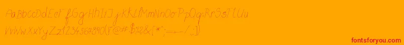 MtfFlowrites-Schriftart – Rote Schriften auf orangefarbenem Hintergrund