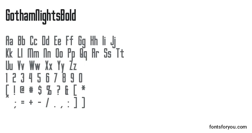 Шрифт GothamNightsBold – алфавит, цифры, специальные символы