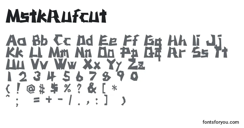 Schriftart MstkRufcut – Alphabet, Zahlen, spezielle Symbole