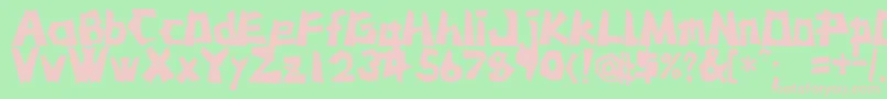 MstkRufcut-fontti – vaaleanpunaiset fontit vihreällä taustalla