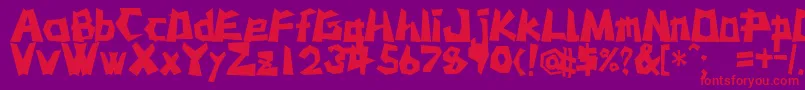 MstkRufcut Font – Red Fonts on Purple Background