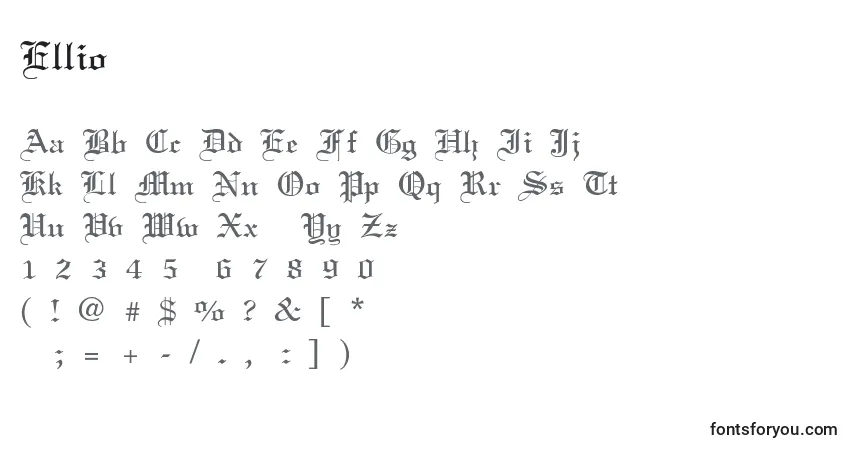 Schriftart ElliottLight – Alphabet, Zahlen, spezielle Symbole
