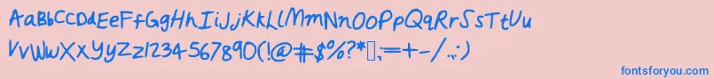 Rushed Font – Blue Fonts on Pink Background
