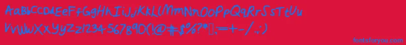 Rushed Font – Blue Fonts on Red Background