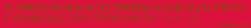 AlteSchwabacherRegular-Schriftart – Braune Schriften auf rotem Hintergrund