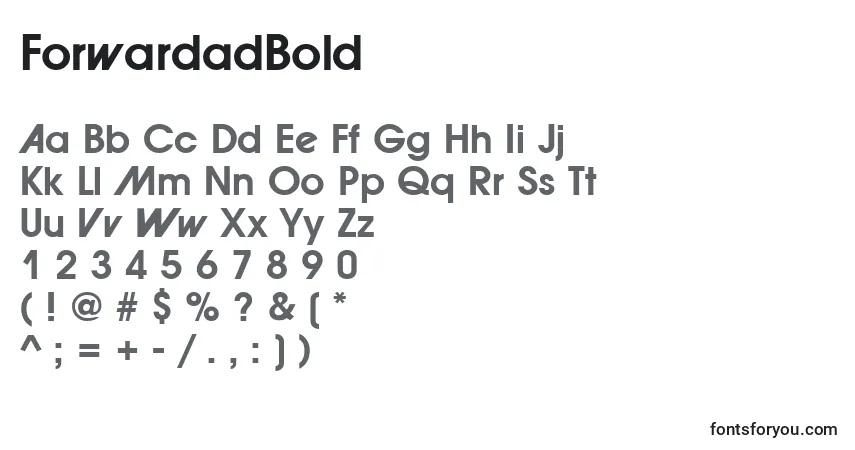 Schriftart ForwardadBold – Alphabet, Zahlen, spezielle Symbole