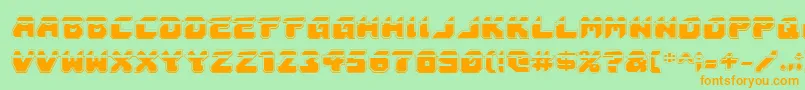 AstropolisLaserAcademy-Schriftart – Orangefarbene Schriften auf grünem Hintergrund