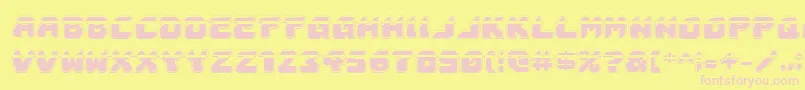 AstropolisLaserAcademy-fontti – vaaleanpunaiset fontit keltaisella taustalla