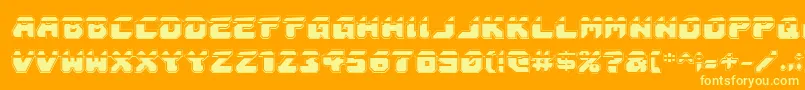 AstropolisLaserAcademy-Schriftart – Gelbe Schriften auf orangefarbenem Hintergrund